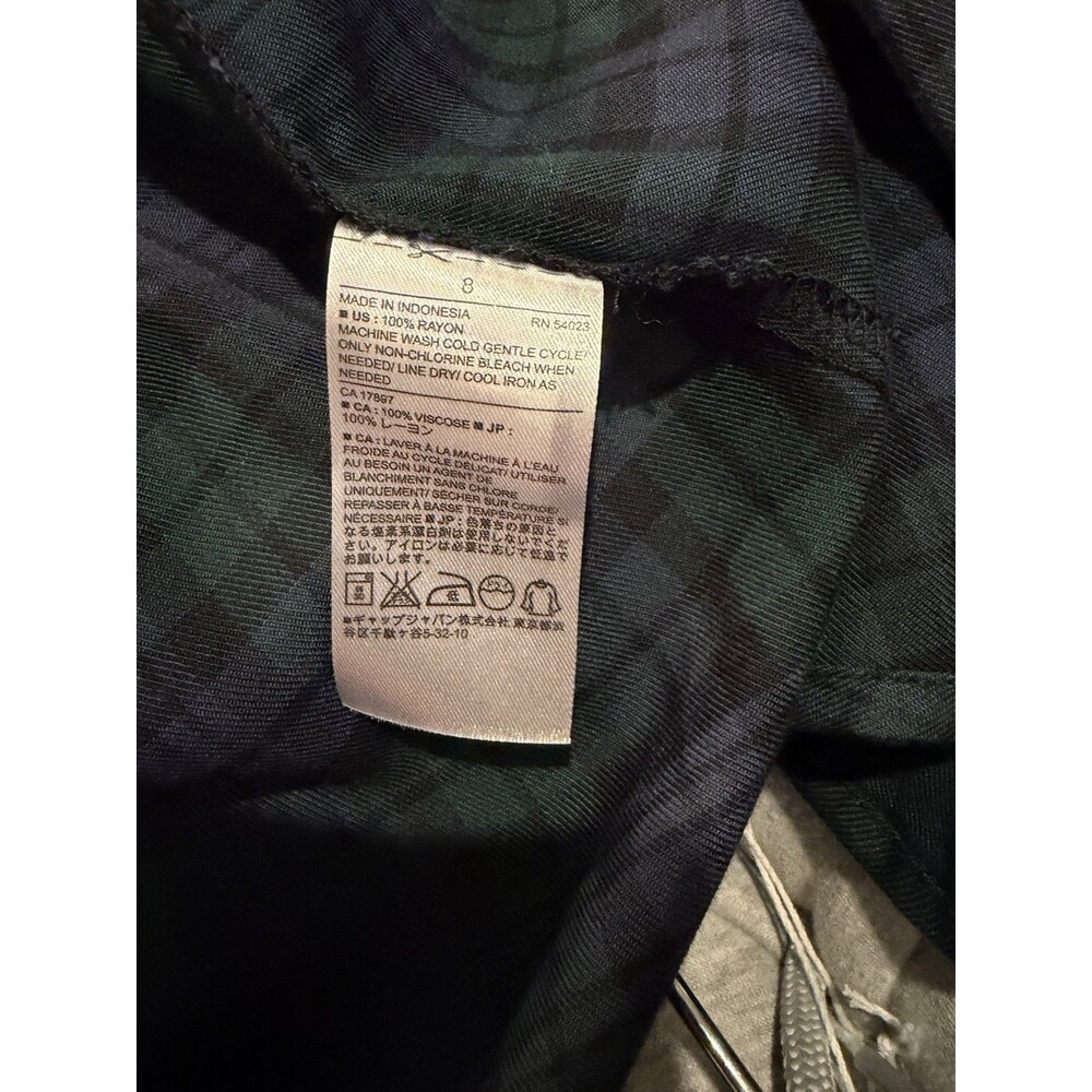 Banana Republic Plaid Shirt Dress Button Front Belted Long Sleeve 8 Blue/Green - Picture 3 of 4
